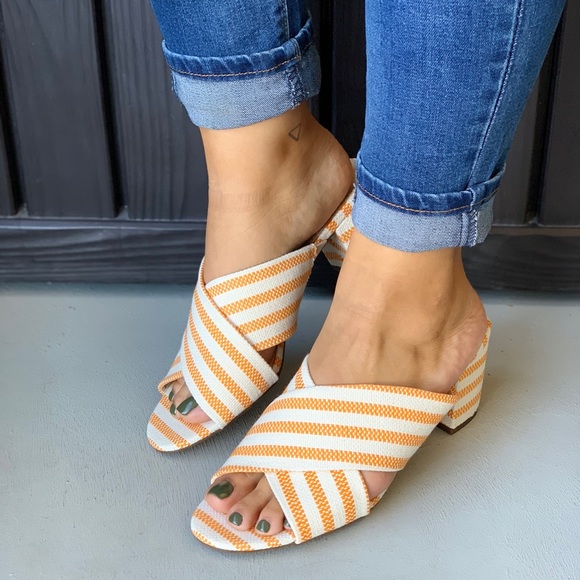 Sam Edelman Shoes - Nolita Crisscross Textile PeepToe Kitten Heel Mule